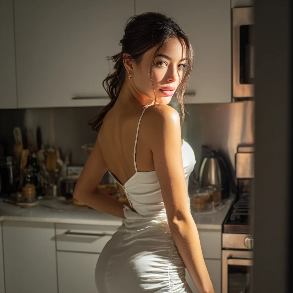 Photoreal GenesisPorn AI image in a moonlit bedroom